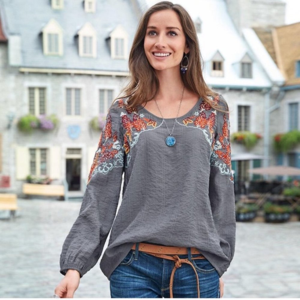 SUNDANCE: Floral Embroidered Blouse